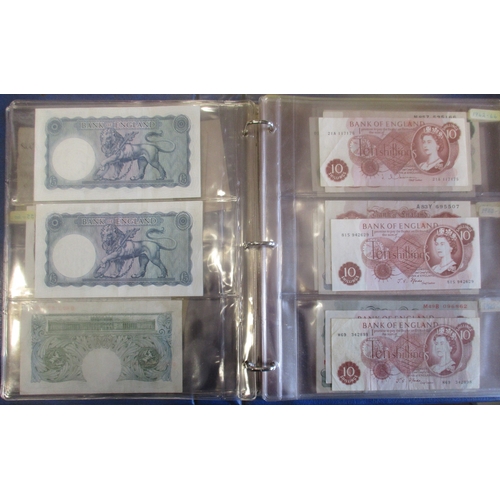 188 - Collection of banknotes in folder, majority ranging £5 to 10/- from Peppiatt to Fforde, generally fi... 