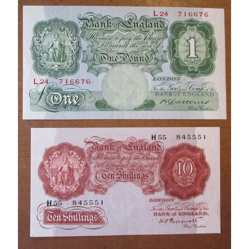 191 - Range with £1 Warren-Fisher 1923 P1/44 fair, Mahon E98 good very fine Catterns L24, Peppiatt 37K, D6... 