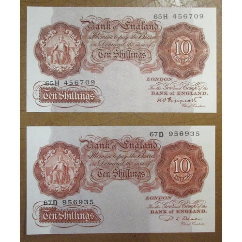 194 - Uncirculated range with £1 Peppiatt 1934 03D, 1948 unthreaded R54A and O'Brien S16T replacement, 10/... 