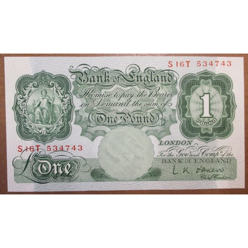 194 - Uncirculated range with £1 Peppiatt 1934 03D, 1948 unthreaded R54A and O'Brien S16T replacement, 10/... 