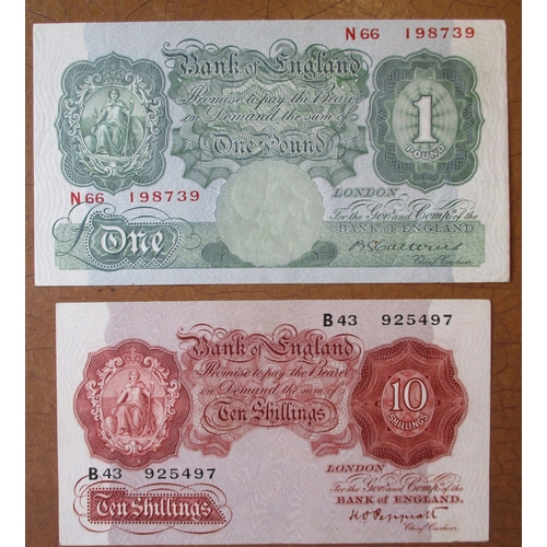 196 - Range with £5 Beale S73 good fine, £1 Mahon F97, Peppiatt 39C and E37A good very fine, Catterns N66 ... 