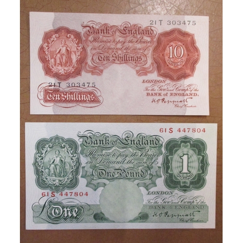 200 - Range with £1 Catterns Z50 last series and Peppiatt 1934 61S extremely fine, 10/- Catterns K94 extre... 