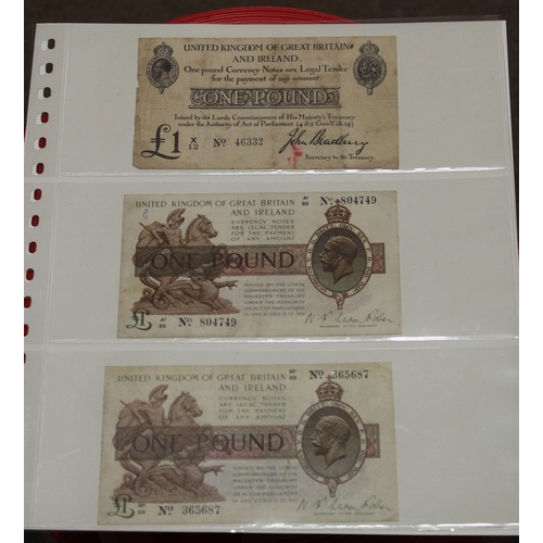 207 - GB Treasury range with Bradbury 1914 second issue £1 X/12 46332 poor, Warren Fisher 1923 £1 A1/85 fi... 