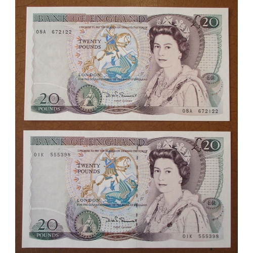 265 - D.H.F. Somerset. £20 windowed thread range generally uncirculated with 08A, 11B, 78C, 37D, 60E, 68H,... 