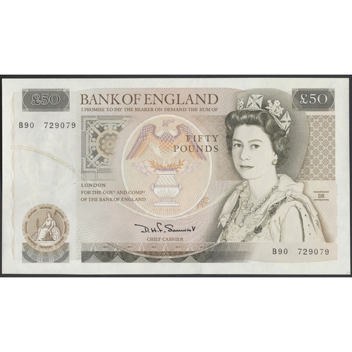 267 - D.H.F. Somerset. £50 B90 729079 last run uncirculated. (Duggleby B352) (See photo) (N)