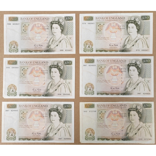 274 - G.M Gill. Wren range of £50 with various prefixes with D02 373769, D56 290583, D73 483567, D88 62484... 