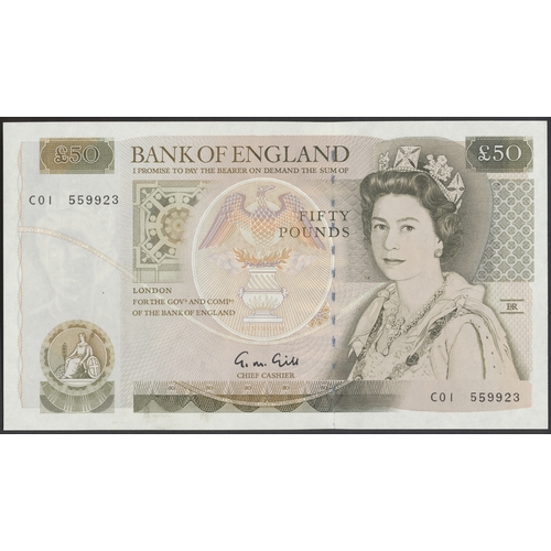 284 - G.M. Gill. £50 C01 559923 first run uncirculated. (Duggleby B356) (See photo) (N)