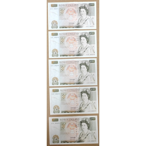 300 - G.E.A Kentfield. Range of sequenced £50 Wren E13 653271 - E13 653275 extremely fine to good extremel... 