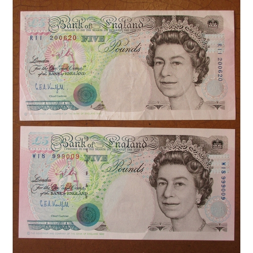 315 - G.E.A. Kentfield. £5 uncirculated range with R01 first run, S58, T75 and U46, W18 999978 extremely f... 