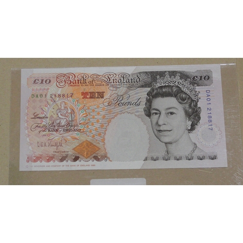 329 - G.E.A. Kentfield. £10 DA01 218817 later printing, earlier cypher uncirculated. (Duggleby B369) (N)