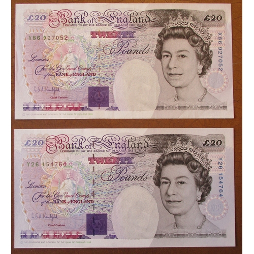 342 - G.E.A. Kentfield. £20 range with X01 716449 first run from circulation, X01 999032 first run and Y26... 