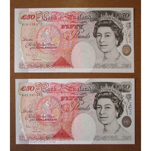 377 - A.J. Bailey. £50 range with M19, N63 uncirculated, L01 first run, L65 first series, M01, R42 last se... 