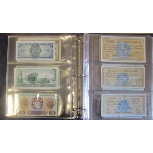 387 - Collection of banknotes in folder, majority from Scotland, generally fine to extremely fine, include... 