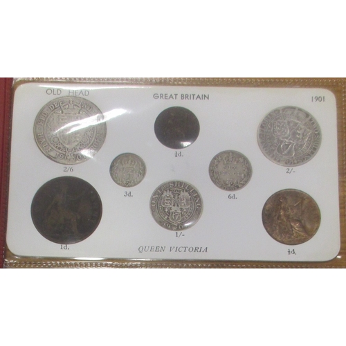 509 - Collection of QV Old head coinage in album leaves, generally good fine to very fine, with crowns 189... 