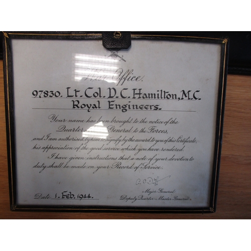 51 - WW1 BWM and Victory Medal re-named in neat capitals to Capt D.C. Hamilton very fine. With a reproduc... 