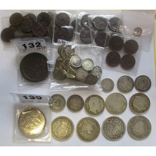 518 - Mostly 19th to early 20th century collection, generally fair/fine or better, includes 1821 crown, ha... 