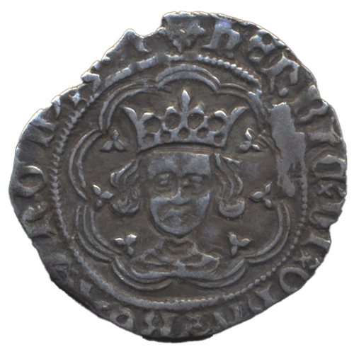 566 - Henry VI. Leaf-trefoil half groat mintmark cross fleury/ plain cross good fine. (S. 1902) (See photo... 