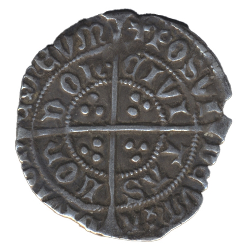 566 - Henry VI. Leaf-trefoil half groat mintmark cross fleury/ plain cross good fine. (S. 1902) (See photo... 