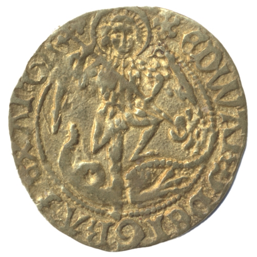 568 - Edward IV. 1480-83 half-angel fine, mintmark heraldic cinquefoil. (S.2093) (See photo) (Y)