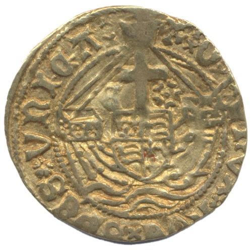 568 - Edward IV. 1480-83 half-angel fine, mintmark heraldic cinquefoil. (S.2093) (See photo) (Y)