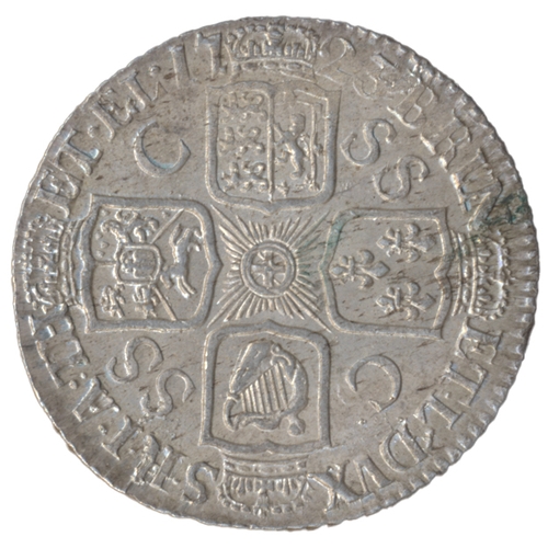 606 - 1723 SSC shilling first bust extremely fine. (See photo) (Y)