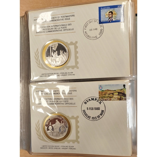 894 - International Society of Postmasters set of 48 commemorative covers with silver proof medallic issue... 