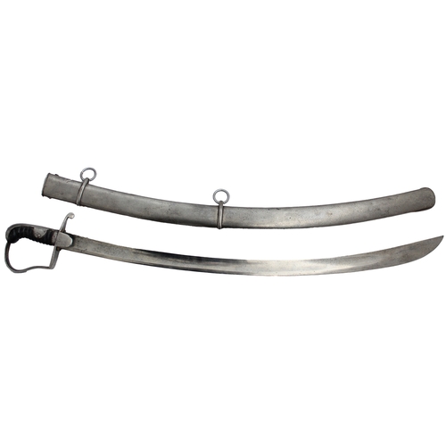 91 - 1796 Pattern light cavalry trooper's sabre and scabbard by Gill, blade marked crown/1, back of blade... 