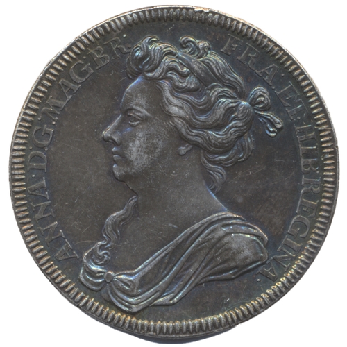 911 - 1702 Coronation silver 35mm medal by J. Croker nearly extremely fine, the official issue. (Eimer 390... 