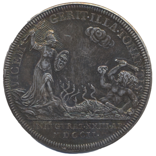 911 - 1702 Coronation silver 35mm medal by J. Croker nearly extremely fine, the official issue. (Eimer 390... 