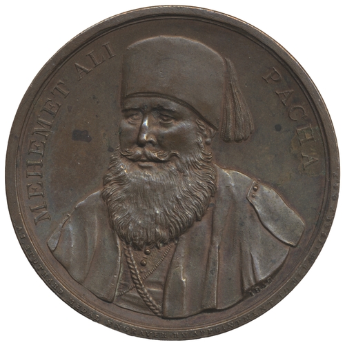 912 - 1842 The Overland Route to India - 1840 bronze medallic issue by A.J. Stothard, obverse MEHEMET ALI ... 