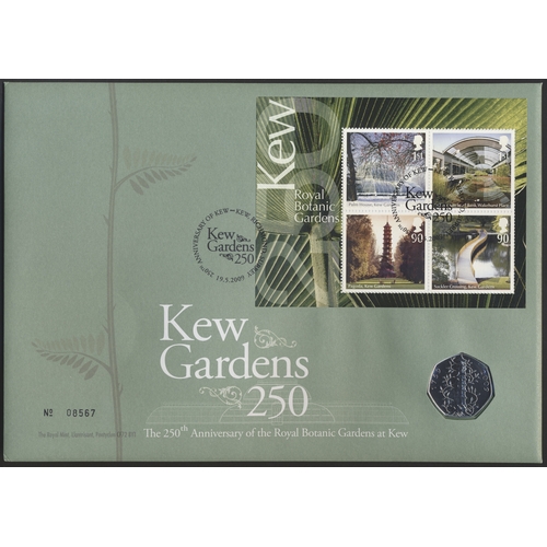 927 - 2009 Kew Gardens 250th anniversary cover with 50p Kew Gardens uncirculated inset. (See photo) (R)