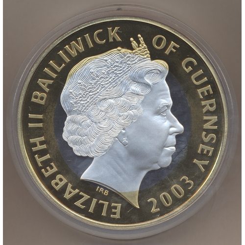 976 - Guernsey. 2003 £50 silver kilo with gold plating proof FDC. (T)