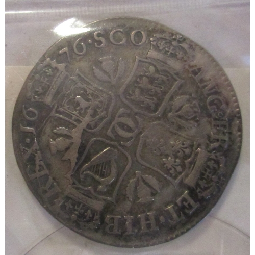 980 - Scotland. Pair of milled coins, with Charles I third coinage twenty pence fine and Charles II quarte... 