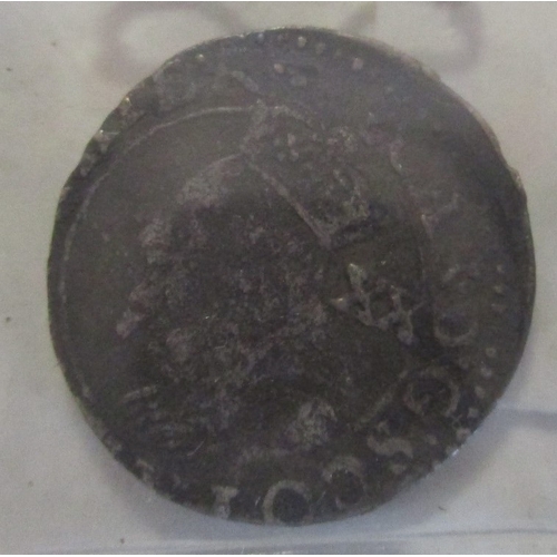 980 - Scotland. Pair of milled coins, with Charles I third coinage twenty pence fine and Charles II quarte... 