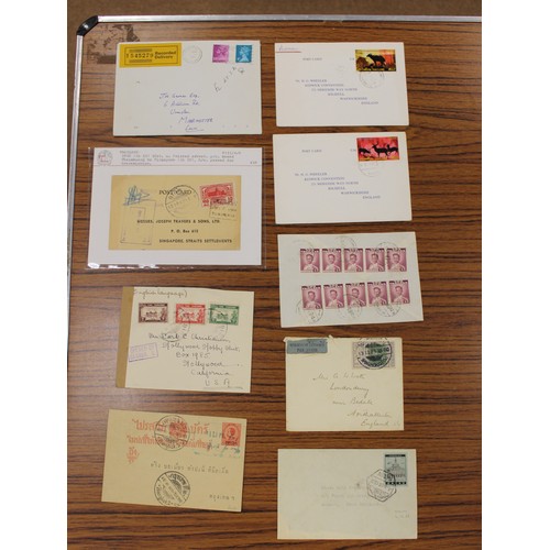 242 - Thailand. Mail into Siam. A small selection in an album comprising of 3 postcards from Great Britain... 