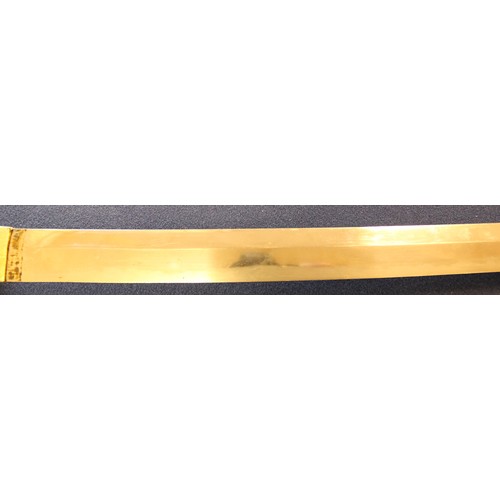 93 - WW2 Japanese Army officer's Shin-Gunto and scabbard, bright golden finish to tsuba, seppa, fuchi, po... 