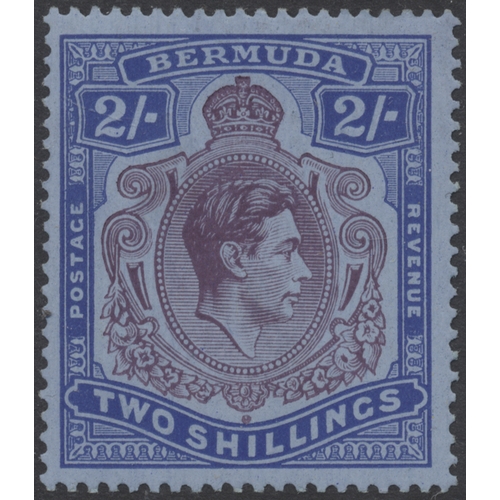 124 - Bermuda. 1938-53 study of mint high values, starting with the 2/- deep purple and ultramarine/grey b... 