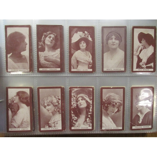 30 - Wills. Scissors. Collection in album with part sets including Actresses purple brown, red (16), oran... 