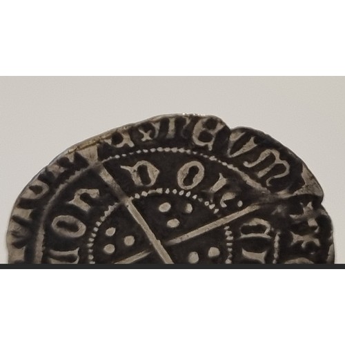 566 - Henry VI. Leaf-trefoil half groat mintmark cross fleury/ plain cross good fine. (S. 1902) (See photo... 