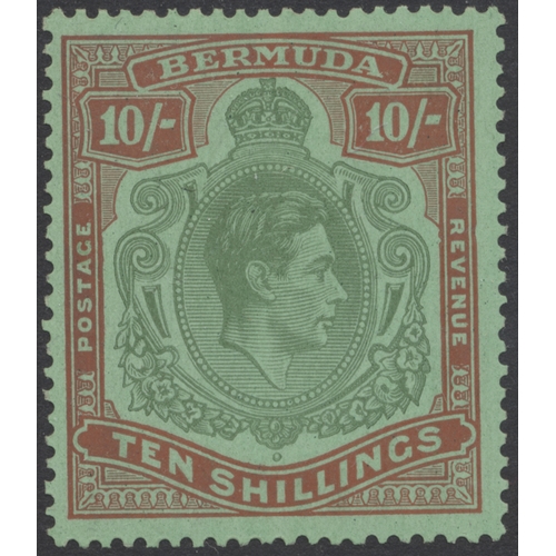 124 - Bermuda. 1938-53 study of mint high values, starting with the 2/- deep purple and ultramarine/grey b... 