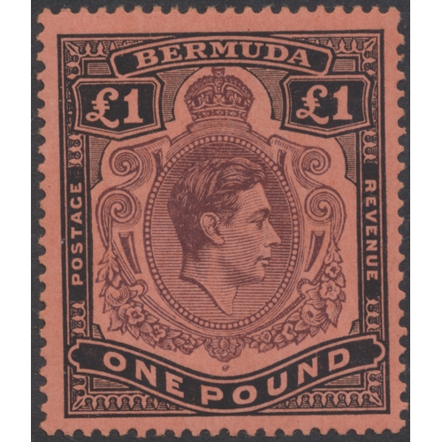 124 - Bermuda. 1938-53 study of mint high values, starting with the 2/- deep purple and ultramarine/grey b... 