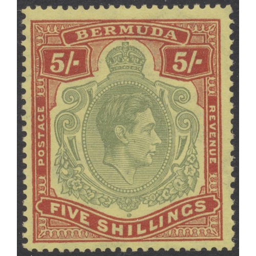 124 - Bermuda. 1938-53 study of mint high values, starting with the 2/- deep purple and ultramarine/grey b... 