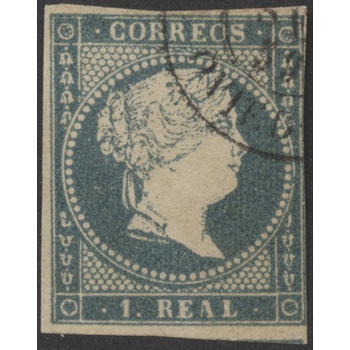 174 - Spain. Early to modern M/U coln in 3 SG Davo albums, incl 1854 5r. green U,  1856 1r. U, 1862 vals t... 