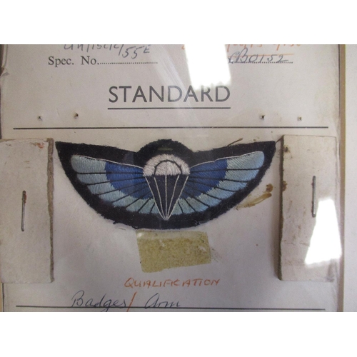 266 - Special Air Service 1960s padded wings unissued attached to Inspectorate of Stores and Clothing Stan... 