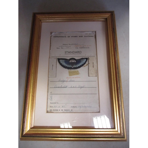 266 - Special Air Service 1960s padded wings unissued attached to Inspectorate of Stores and Clothing Stan... 