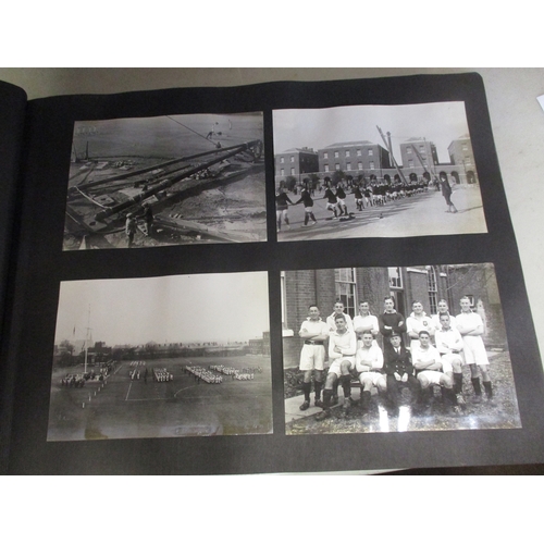 269 - Large album of naval photographs of shore establishments and personnel including officers, inspectio... 