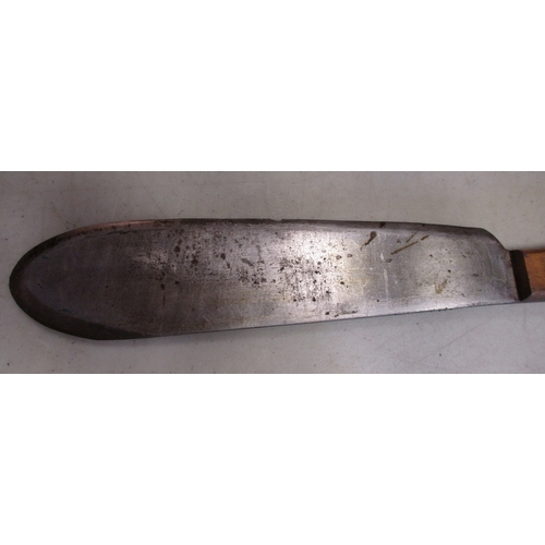 193 - WW2 U.S. Marine Corps Bolo knife and scabbard by Briddell, blade stamped U.S.M.C./Briddell, leather ... 