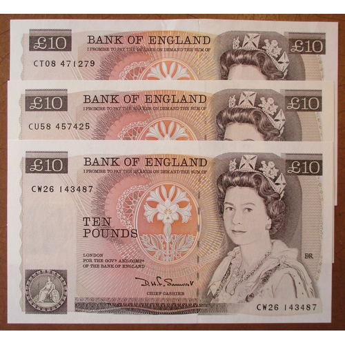 355 - D.H.F. Somerset. £10 windowed thread range generally uncirculated with CS90 last run first series, D... 