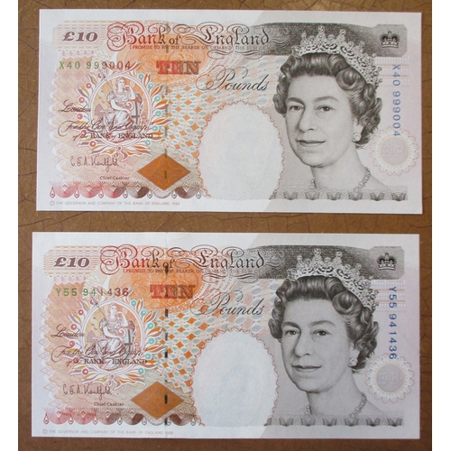 405 - G.E.A. Kentfield. £10 collection generally uncirculated with A01 852380 first run, A49 first series ... 