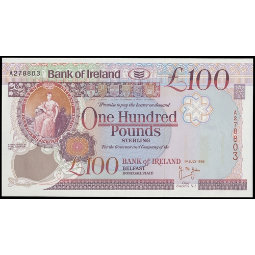 478 - Northern Ireland. Bank of Ireland 1995 £100 A278803 uncirculated. (BNYB NI.254a) (See photo) (N)